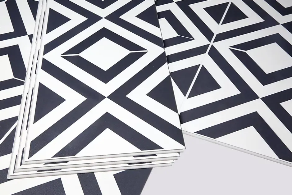 Dalle PVC clipsable Baila décor carreaux de ciment NB L. 61 x l. 30.5 cm-GoodHome