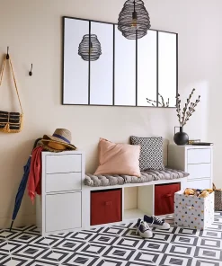 Dalle PVC clipsable Baila décor carreaux de ciment NB L. 61 x l. 30.5 cm-GoodHome