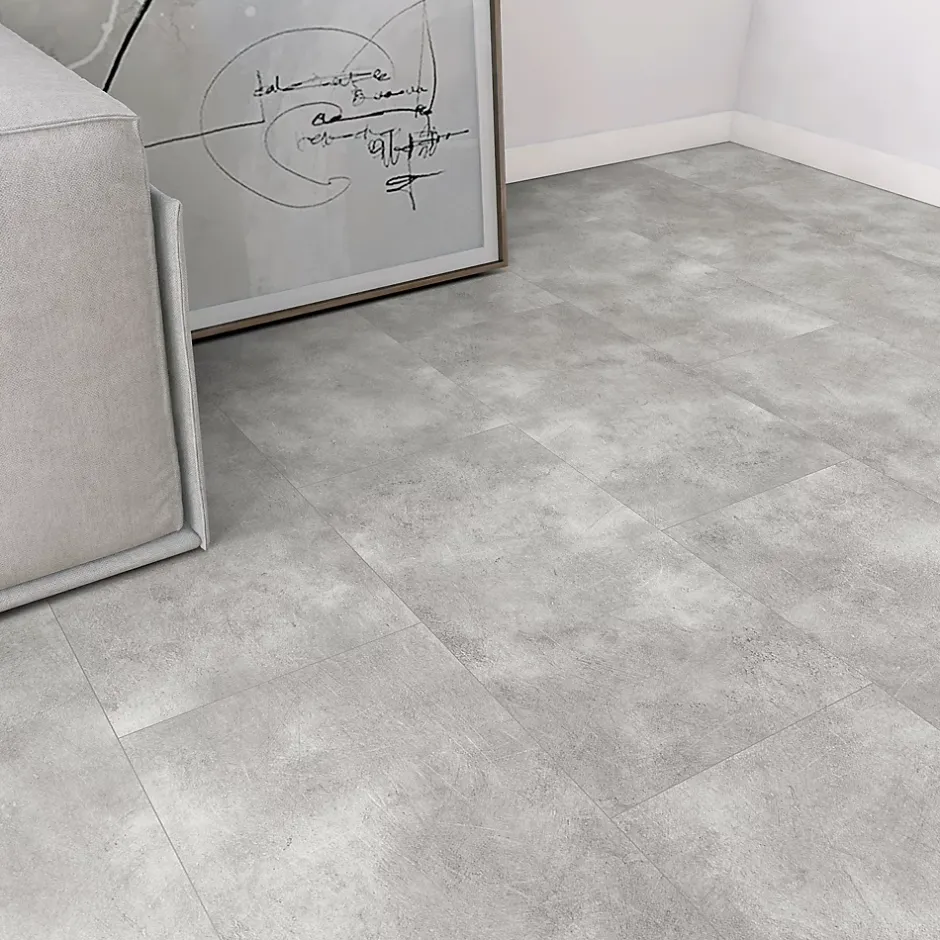 GoodHome Dalle PVC clipsable Capella effet béton gris L.61 x l. 30.5cm