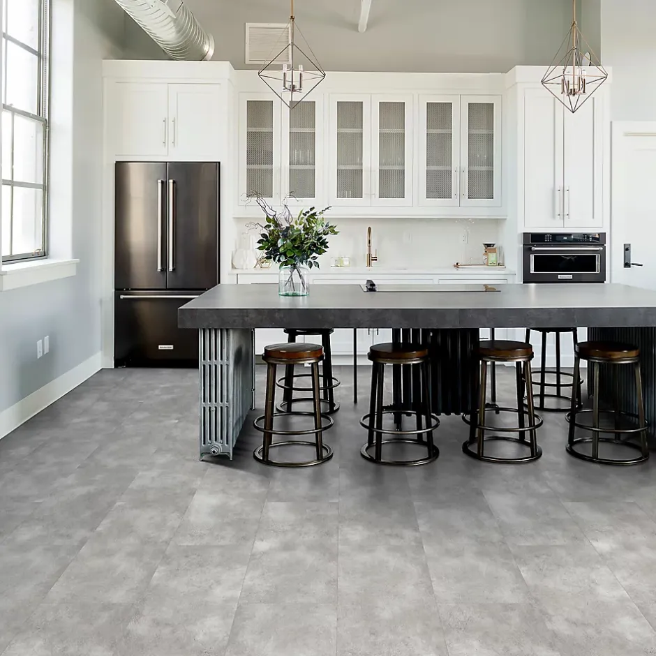 GoodHome Dalle PVC clipsable Capella effet béton gris L.61 x l. 30.5cm