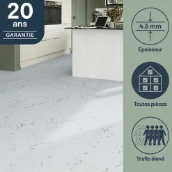 Dalle PVC clipsable Mambo 82x42 cm marbre blanc (vendue au carton)-GoodHome Clearance