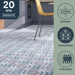 GoodHome Dalle PVC clipsable Mambo 63x32 cm décor carreaux ciment multico (vendue au carton)