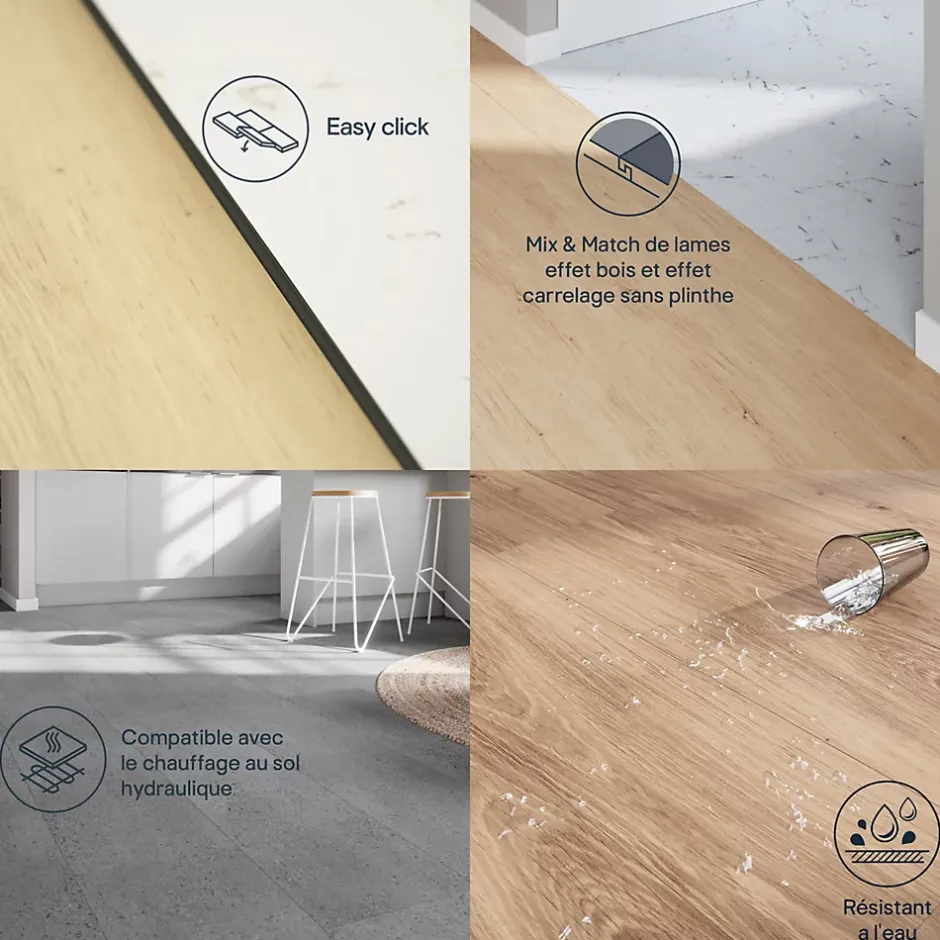 GoodHome Dalle PVC clipsable Mambo 63x32 cm décor carreaux ciment multico (vendue au carton)