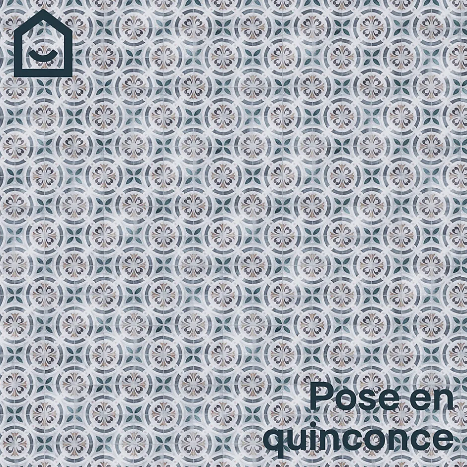 GoodHome Dalle PVC clipsable Mambo 63x32 cm décor carreaux ciment multico (vendue au carton)