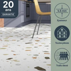 Dalle PVC clipsable Mambo 82x42 cm terrazzo (vendue au carton)-GoodHome Discount