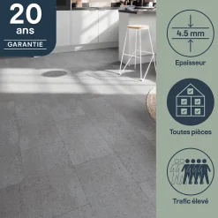 Dalle PVC clipsable Mambo L.61 x l. 30.5cm décor pierre grise (vendue au carton)-GoodHome Discount