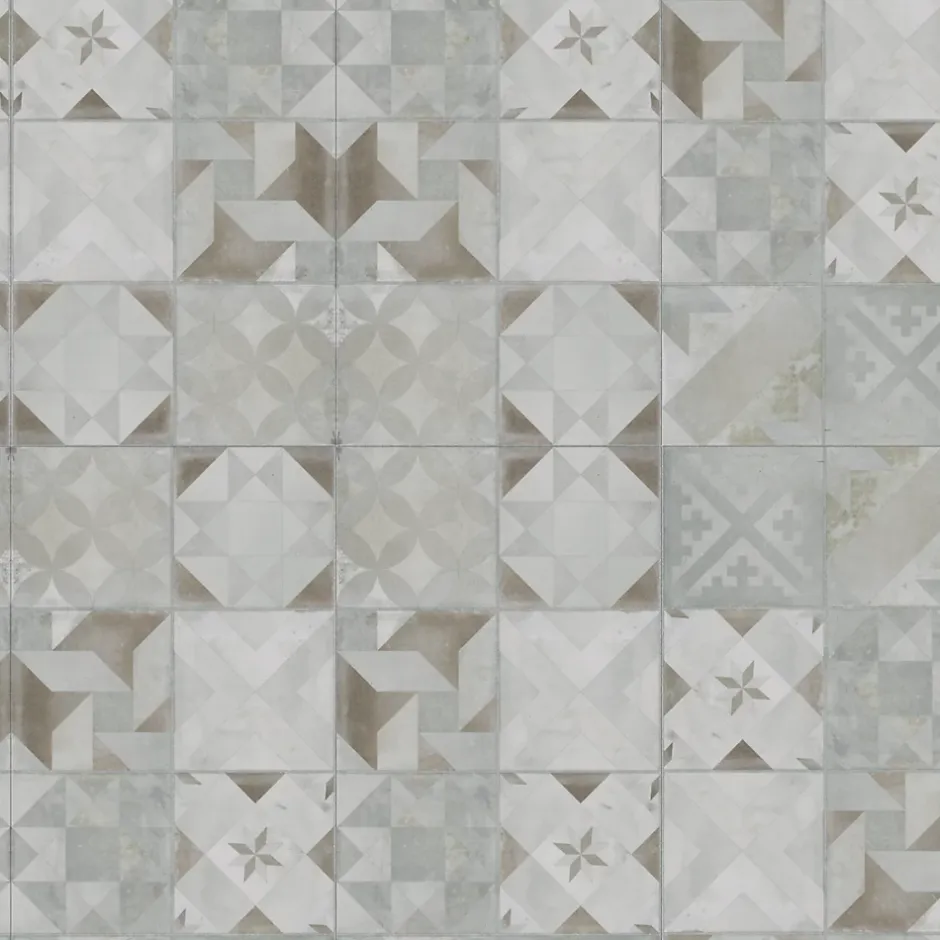 GoodHome Dalle PVC clipsable Mambo 63x32 cm décor carreaux ciment gris (vendue au carton)