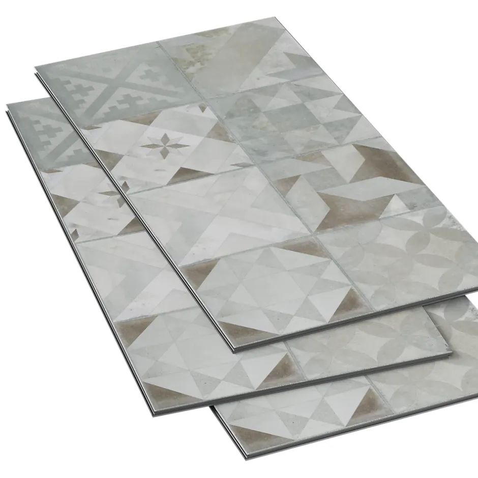 GoodHome Dalle PVC clipsable Mambo 63x32 cm décor carreaux ciment gris (vendue au carton)