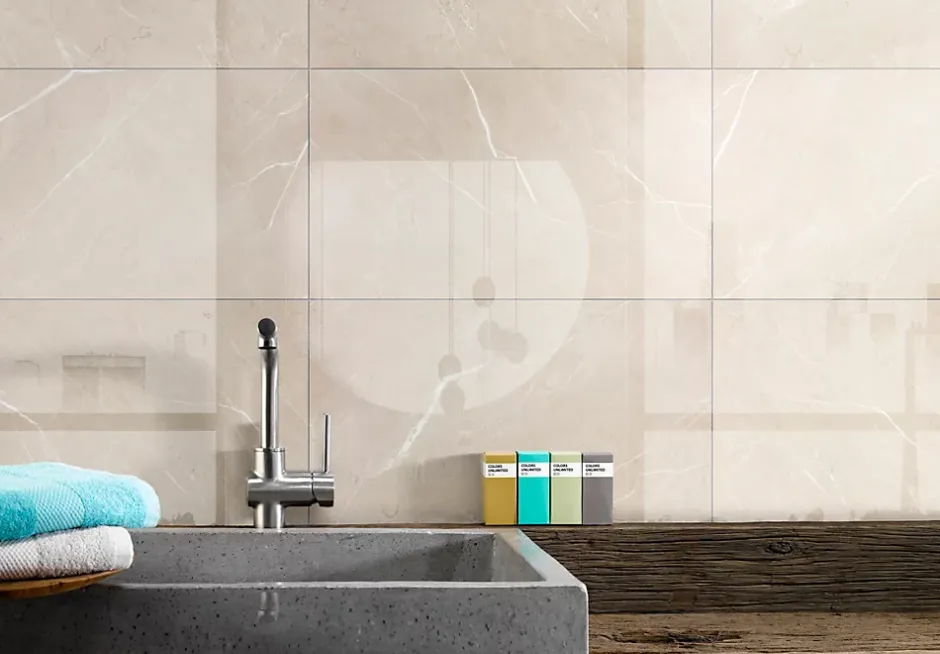 Dalle PVC Dumawall+ Gloss Faro beige brillant 37,5 x 65 cm-Dumaplast New