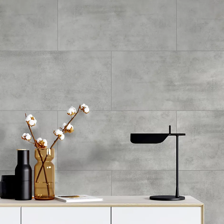 Dalle PVC Ozark Béton L. 60cm x l. 30cm-GoodHome New