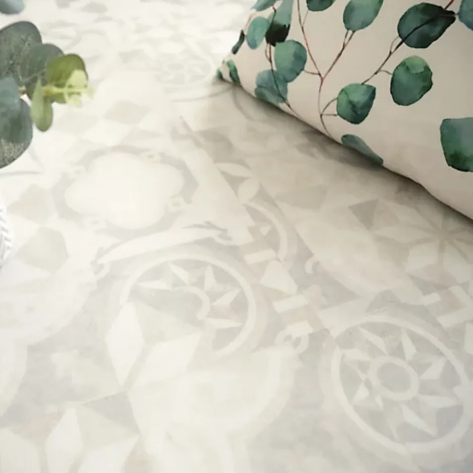 Dalle sol PVC Clipsable Mix and Match - Click 5G - Carreaux de ciment beige clair - Paquet de 1,49 m²-Décoweb Discount