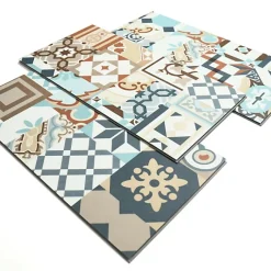 Décoweb Dalle sol PVC Clipsable Mix and Match - Click 5G - Carreaux de ciment patchwork terracotta - Paquet de 1,49 m²