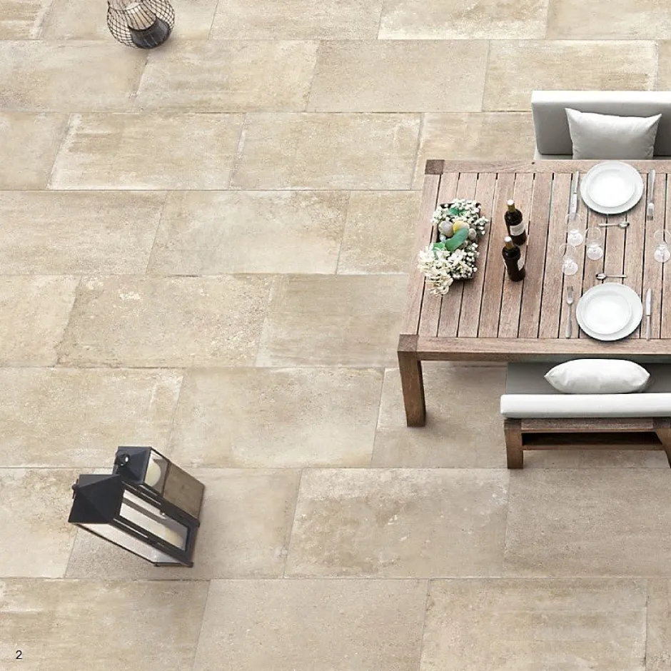 DALLE SUR PLOTS BLOIS BEIGE 90x90x2 cm rectifié antidérapante-Concept Mosaïque Clearance