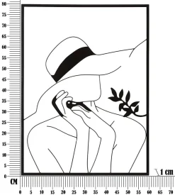 Déco murale en métal noir pour femme avec chapeau 60x1x80 cm-Mauro Ferretti Clearance