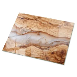 Wallfluent Dessus de table en verre trempé 80x60 cm Bois naturel avec résine