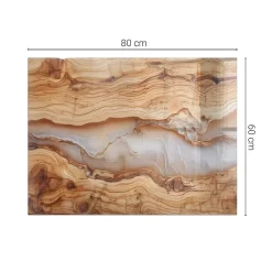 Wallfluent Dessus de table en verre trempé 80x60 cm Bois naturel avec résine