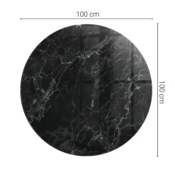 Wallfluent Dessus de table en verre trempé fi100 cm Motif de marbre veiné