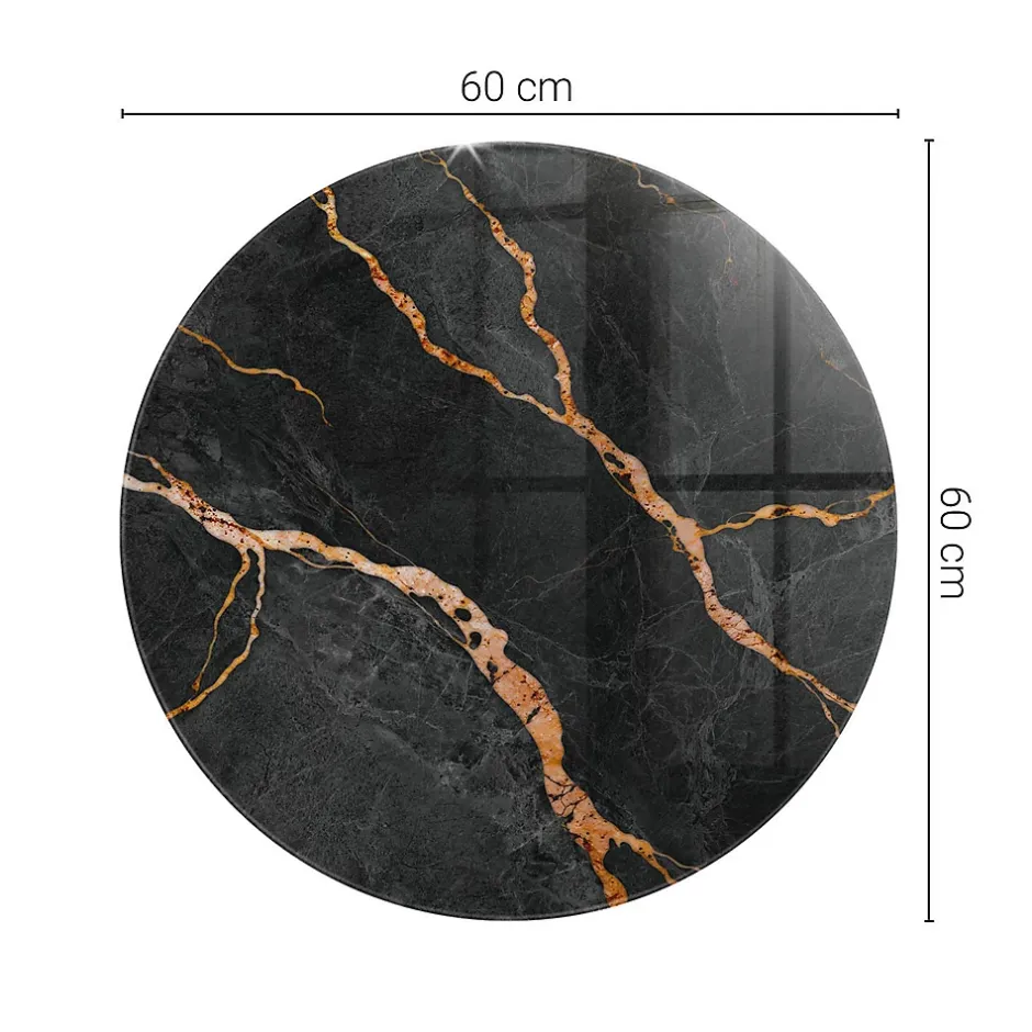 Dessus de table en verre trempé fi60 cm Motif marbré avec veines-Wallfluent Clearance