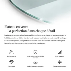 Wallfluent Dessus de table en verre trempé fi90 cm Transparent