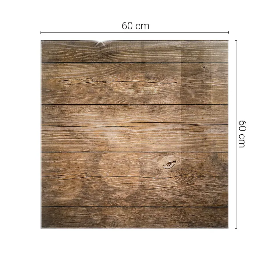 Dessus de table en verre trempé 60x60 cm Structure de planches en bois-Wallfluent Online