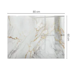 Dessus de table en verre trempé 80x60 cm Marbre élégant avec veines-Wallfluent Hot