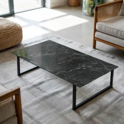 Wallfluent Dessus de table en verre trempé 140x70 cm Motif de marbre veiné