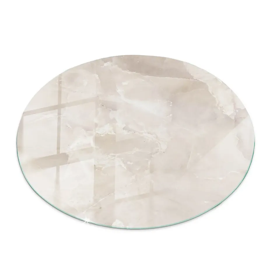 Dessus de table en verre trempé fi80 cm Motif texturé de marbre-Wallfluent