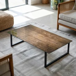 Dessus de table en verre trempé 100x50 cm Structure de planches en bois-Wallfluent Hot