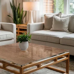 Wallfluent Dessus de table en verre trempé 60x60 cm Motif naturel du bois