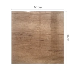 Wallfluent Dessus de table en verre trempé 60x60 cm Motif naturel du bois