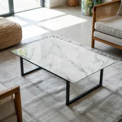 Dessus de table en verre trempé 100x70 cm Motif de surface en marbre-Wallfluent Online