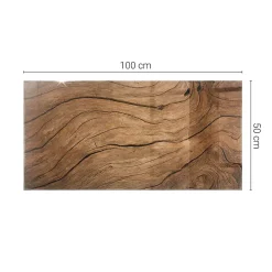 Dessus de table en verre trempé 100x50 cm Motif bois-Wallfluent Best
