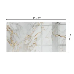 Wallfluent Dessus de table en verre trempé 140x70 cm Marbre élégant avec veines