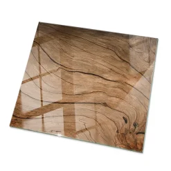 Wallfluent Dessus de table en verre trempé 60x60 cm Motif bois