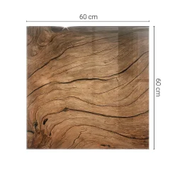 Wallfluent Dessus de table en verre trempé 60x60 cm Motif bois