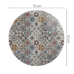 Dessus de table en verre trempé fi70 cm Motif mosaïque avec ornements-Wallfluent Online