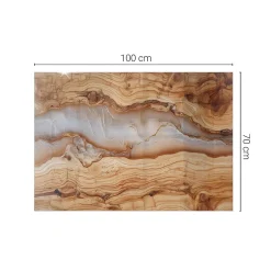 Dessus de table en verre trempé 100x70 cm Bois naturel avec résine-Wallfluent Hot