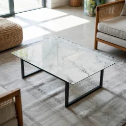 Wallfluent Dessus de table en verre trempé 80x60 cm Motif de surface en marbre