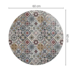 Dessus de table en verre trempé fi60 cm Motif mosaïque avec ornements-Wallfluent