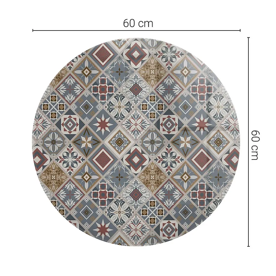 Dessus de table en verre trempé fi60 cm Motif mosaïque avec ornements-Wallfluent