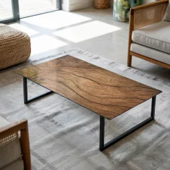 Wallfluent Dessus de table en verre trempé 120x60 cm Motif bois