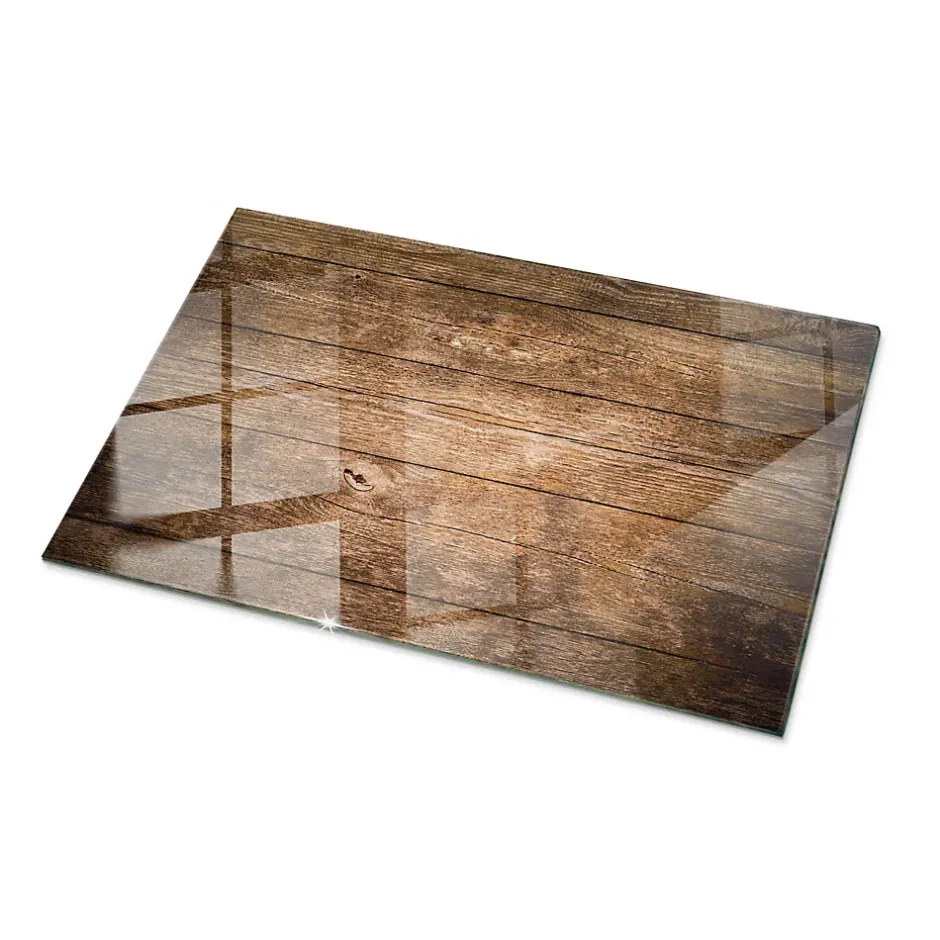 Wallfluent Dessus de table en verre trempé 100x70 cm Structure de planches en bois
