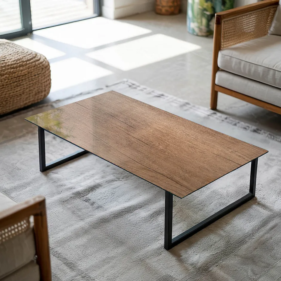 Dessus de table en verre trempé 140x70 cm Motif naturel du bois-Wallfluent New