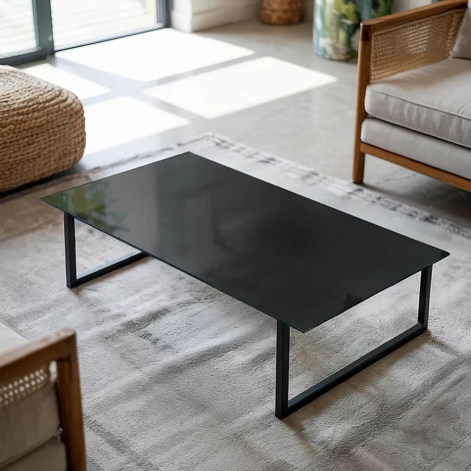 Wallfluent Dessus de table en verre trempé 140x70 cm Couleur noire lisse