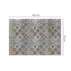 Wallfluent Dessus de table en verre trempé 100x70 cm Motif mosaïque avec ornements