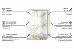 Wallfluent Dessus de table en verre trempé 100x70 cm Motif mosaïque avec ornements