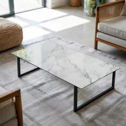 Wallfluent Dessus de table en verre trempé 140x70 cm Motif de surface en marbre