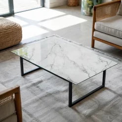 Wallfluent Dessus de table en verre trempé 120x80 cm Motif de surface en marbre