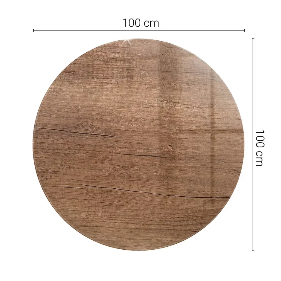Dessus de table en verre trempé fi100 cm Motif naturel du bois-Wallfluent Best