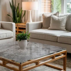 Wallfluent Dessus de table en verre trempé 60x60 cm Motif naturel de marbre